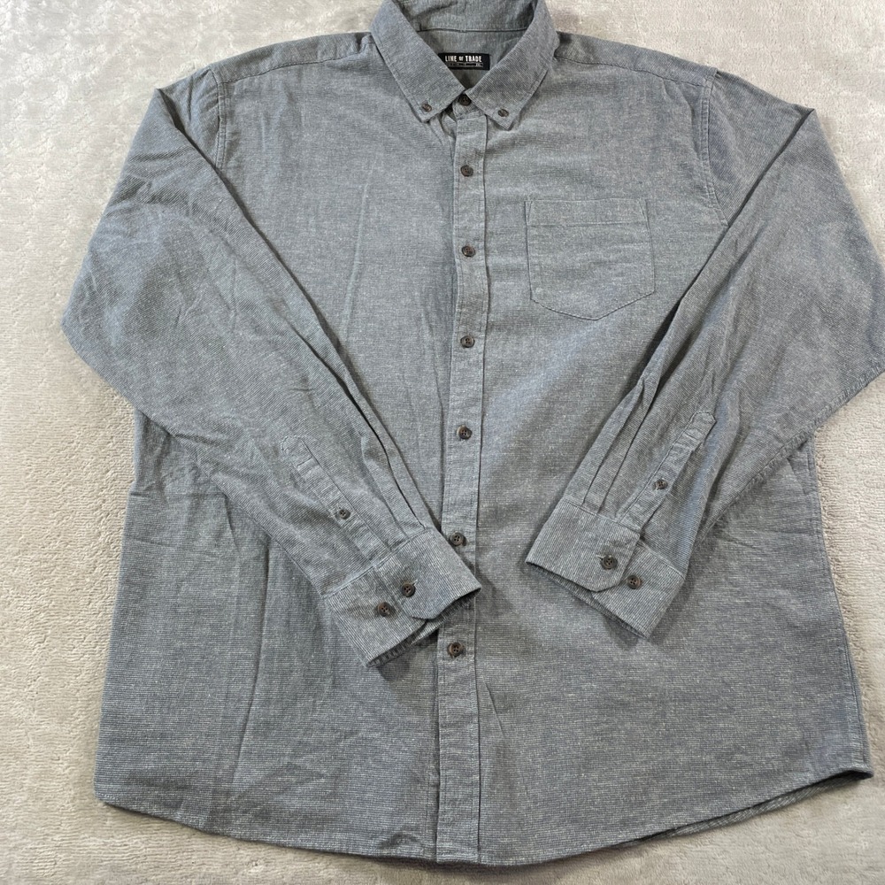 Line of Trade Shirt Mens XXL Gray Button Long Sleeve Casual Preppy Minimalist